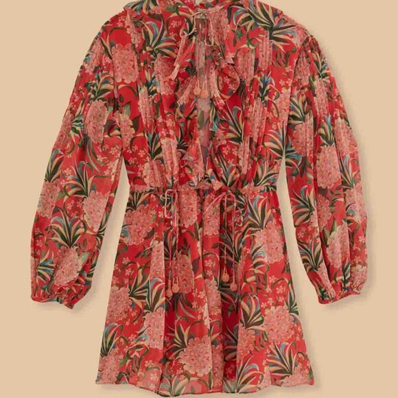 FARM RIO Red pineapple bloom v neck mini dress *flawed* - Picture 5 of 12